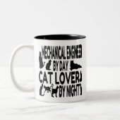 Mechanischer Ingenieur für Cat Lover Zweifarbige Tasse (Links)