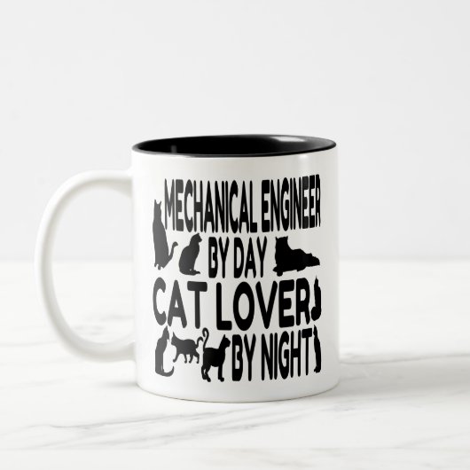 Mechanischer Ingenieur für Cat Lover Zweifarbige Tasse (Links)