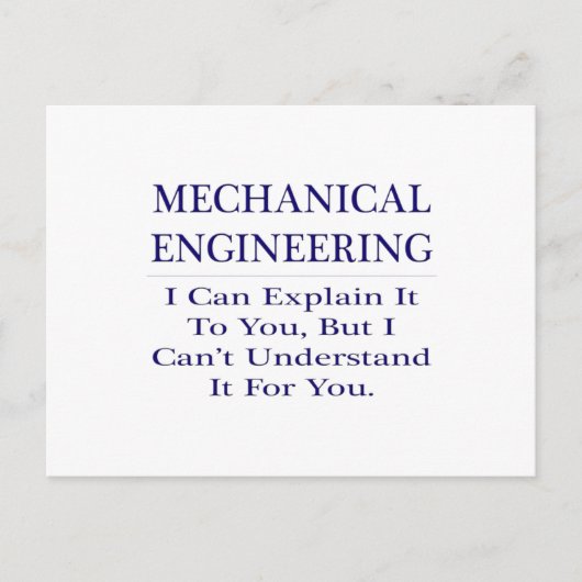 Mechanischer Ingenieur Joke .. Erklären Sie nicht Postkarte (Vorderseite)