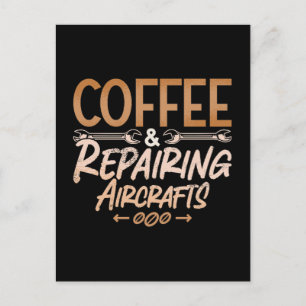 Mechanischer Kaffee und Reparatur von Luftfahrzeug Feiertagspostkarte