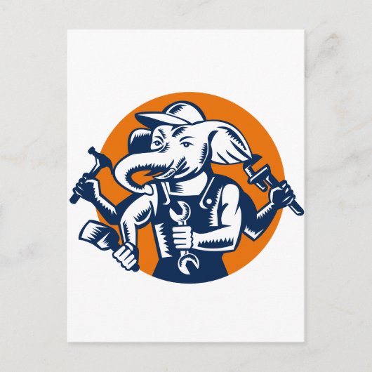 Mechanischer Maler-Kreis R für Elephant Builder Postkarte (Vorderseite)