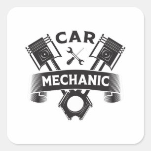 Mechanischer Motor Garage Geschenk Idee Quadratischer Aufkleber