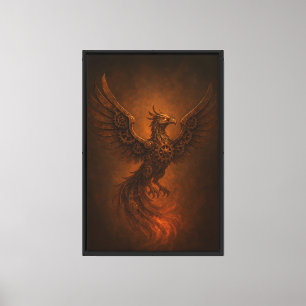Mechanischer Phoenix mit Bronzegeweigen und -geber Leinwanddruck