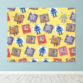 Mechanischer Roboter-Cartoon Leinwanddruck (Insitu (Holzboden))