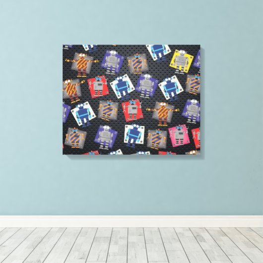 Mechanischer Roboter-Cartoon Leinwanddruck (Insitu (Holzboden))