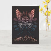 Mechanischer Schädel Geburtstag Karte (Gelbe Blume)