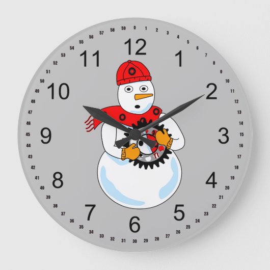 Mechanischer Snowman Große Wanduhr (Vorderseite)