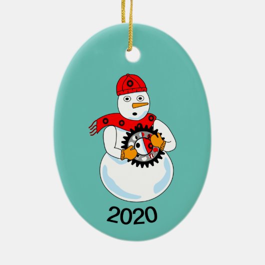 Mechanischer Snowman Keramik Ornament (Hinten)