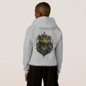 "Mechanischer Sprung: Der Steampunk-Grüner Frosch" Hoodie (Schwarz voll)