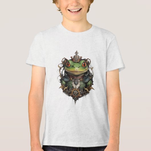 "Mechanischer Sprung: Der Steampunk-Grüner Frosch" Tri-Blend Shirt (Vorderseite)