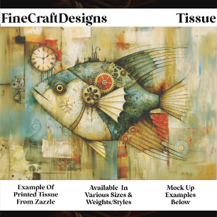 Mechanischer Steampunk-Funky-Fisch FM2L-Decoupage Seidenpapier