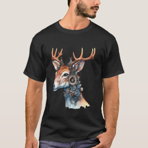 Mechanischer Steampunk-Hirsch mit Geweih Neo-Victo T-Shirt