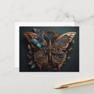 Mechanischer Steampunk-Schmetterling Postkarte