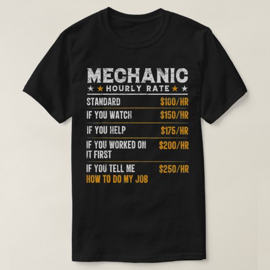 Mechanischer Stundenlohn-Mechaniker T-Shirt (Design vorne)