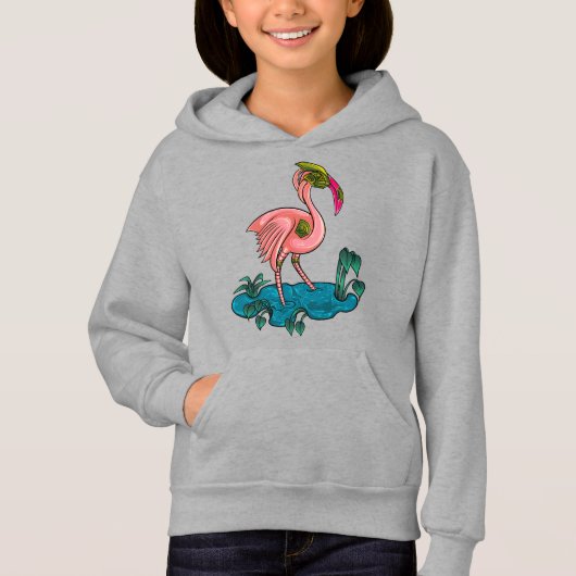 Mechanischer Vogel, rosa Flamingo Mecha Robot Hoodie (Vorderseite)
