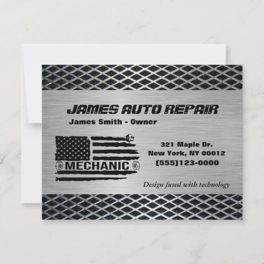 Mechanisches amerikanisches Auto Reparatur-Geschäf Einladung (Vorderseite)