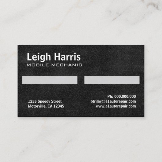 Mechanisches Auto mit Schraubenschlüssel von Schra Visitenkarte (Rückseite)