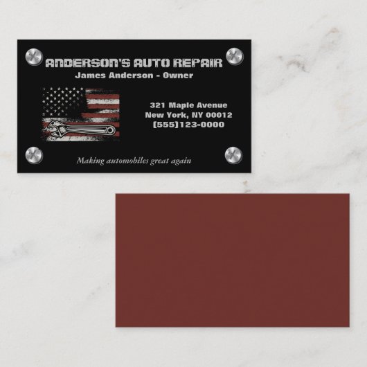 Mechanisches Auto Reparatur amerikanisches Flag-To Visitenkarte (Vorne/Hinten)