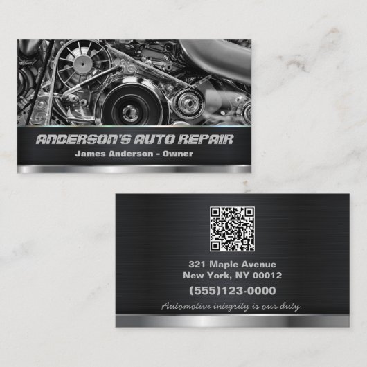 Mechanisches Auto Reparatur Motor QR Code Visitenkarte (Vorne/Hinten)