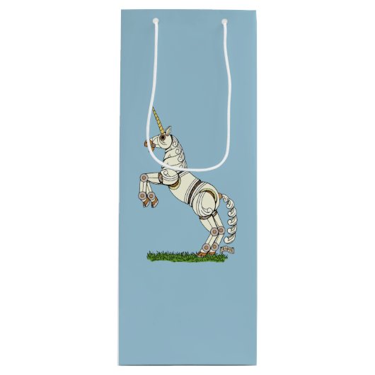 Mechanisches Einhorn Geschenktüte Für Weinflaschen (Vorderseite)