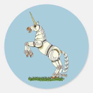 Mechanisches Einhorn Runder Aufkleber