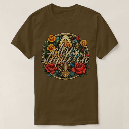Mechanisches Florales Chris Stapleton T-Shirt (Design vorne)