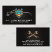 Mechanisches Garage-Logo | Sportwagen-Grafik Visitenkarte (Vorne/Hinten)