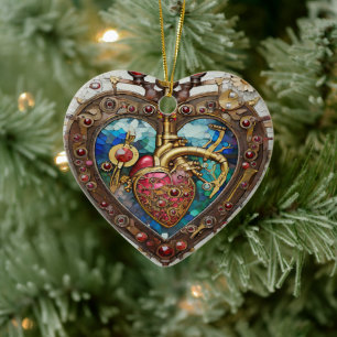 Mechanisches Herz Anatomische Steampunk-Serie Keramik Ornament