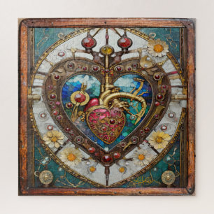 Mechanisches Herz Anatomisches Steampunk Keramikfl Puzzle