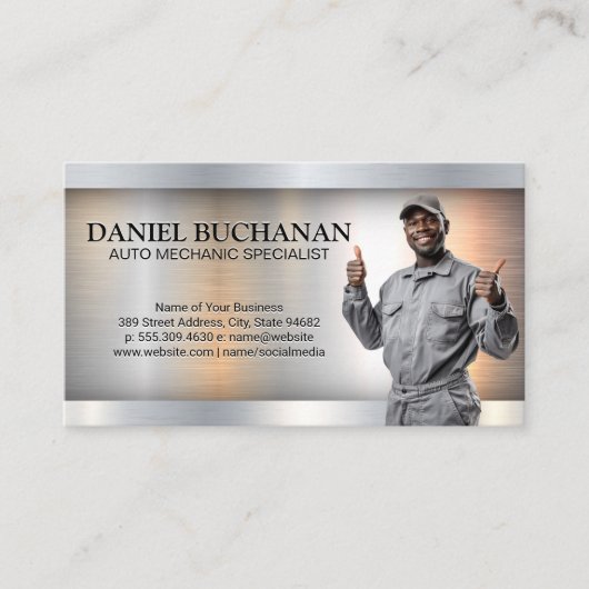 Mechanisches Lächeln | Auto Techniker Visitenkarte (Vorderseite)