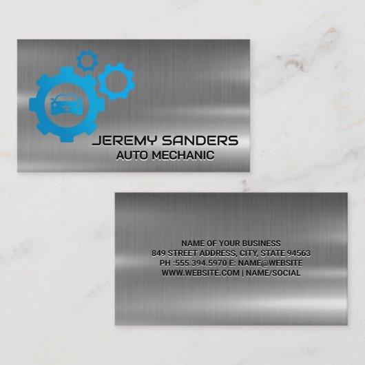 Mechanisches Logo für die Reparatur von Autos | Me Visitenkarte (Vorne/Hinten)