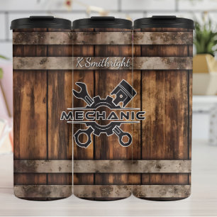 Mechanisches Logo Holzfass Rustikal Thermosbecher