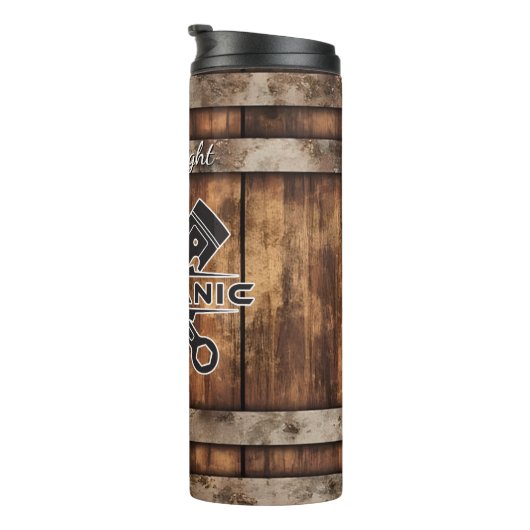 Mechanisches Logo Holzfass Rustikal Thermosbecher (Nach rechts gedreht)