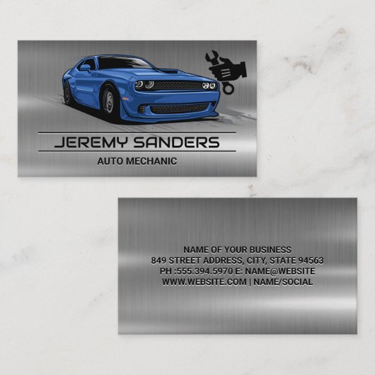 Mechanisches Logo | Straßenbahnwagen | AUTO Visitenkarte (Vorne/Hinten)