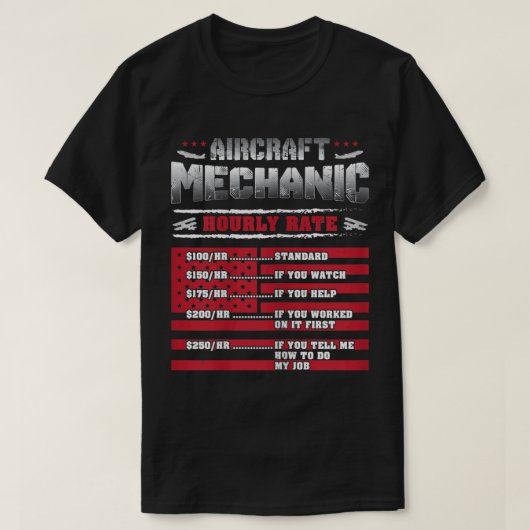 Mechanisches Luftfahrzeug mit Stundensatz T-Shirt (Design vorne)