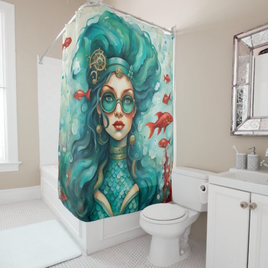 ‚Mechanisches Mermaid‘ Duschvorhang (Beispiel)