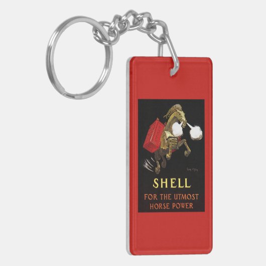 Mechanisches Pferd mit Muschel-Öl Schlüsselanhänger (Vorderseite links)