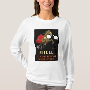 Mechanisches Pferd mit Muschel-Öl T-Shirt