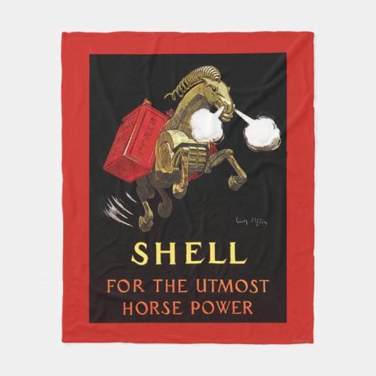 Mechanisches Pferd mit Shell Oil Fleecedecke (Vorderseite)