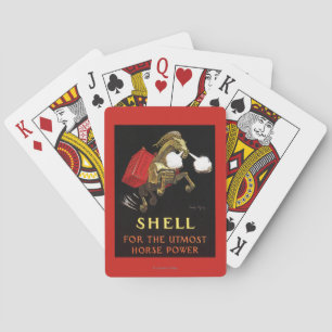 Mechanisches Pferd mit Shell Oil Spielkarten