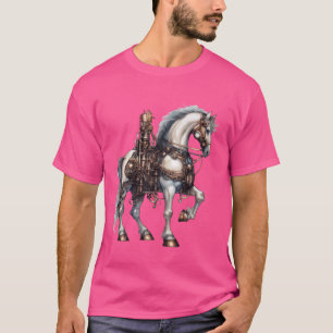 Mechanisches Pferd Steampunk Vintage Kunst Reiten T-Shirt