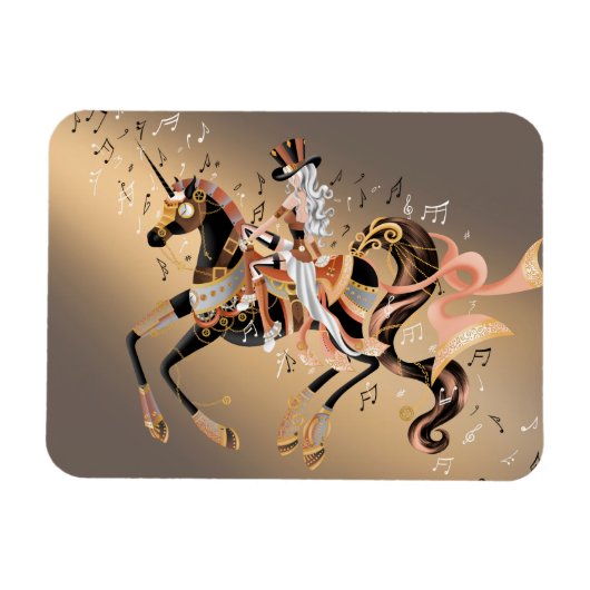 Mechanisches Steampunkpferd & Lady Flexible Magnet (Horizontal)