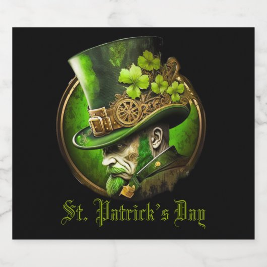 Mechanisches Thema des St. Patrick's Day Man Bierflaschenetikett (Einzelnes Label)