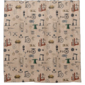 Mechanisches wissenschaftliches Muster für antikes Duschvorhang (Vorderseite)