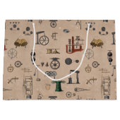 Mechanisches wissenschaftliches Muster für antikes Große Geschenktüte (Vorderseite)