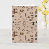 Mechanisches wissenschaftliches Muster für antikes Karte (Gelbe Blume)