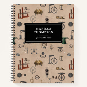 Mechanisches wissenschaftliches Muster für antikes Notizblock