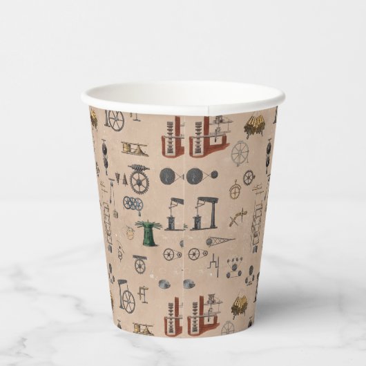 Mechanisches wissenschaftliches Muster für antikes Pappbecher (Rechts)