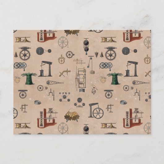 Mechanisches wissenschaftliches Muster für antikes Postkarte (Vorderseite)