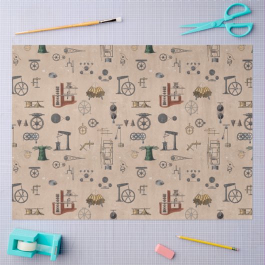 Mechanisches wissenschaftliches Muster für antikes Seidenpapier (Basteln)